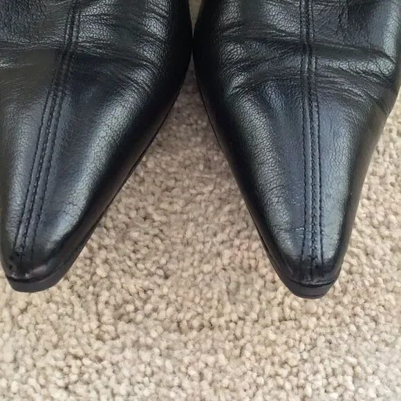 GUCCI Vintage Black Leather Ankle Heeled Boots - Picture 5 of 10